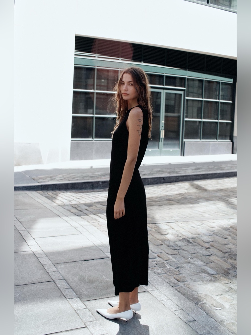 Zara Black Knit Midi Dress- Black